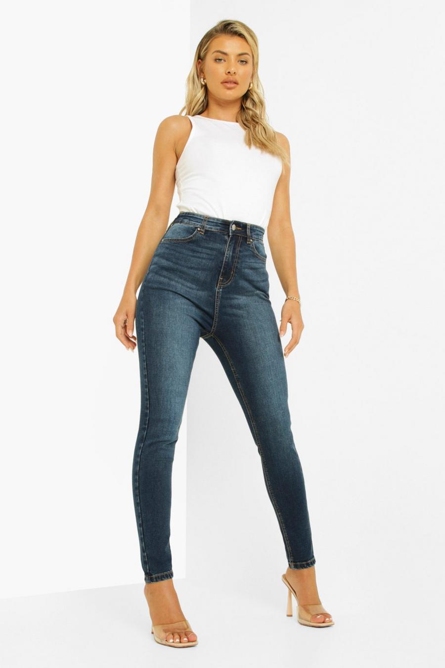 Jean skinny taille haute, Washed indigo image number 1