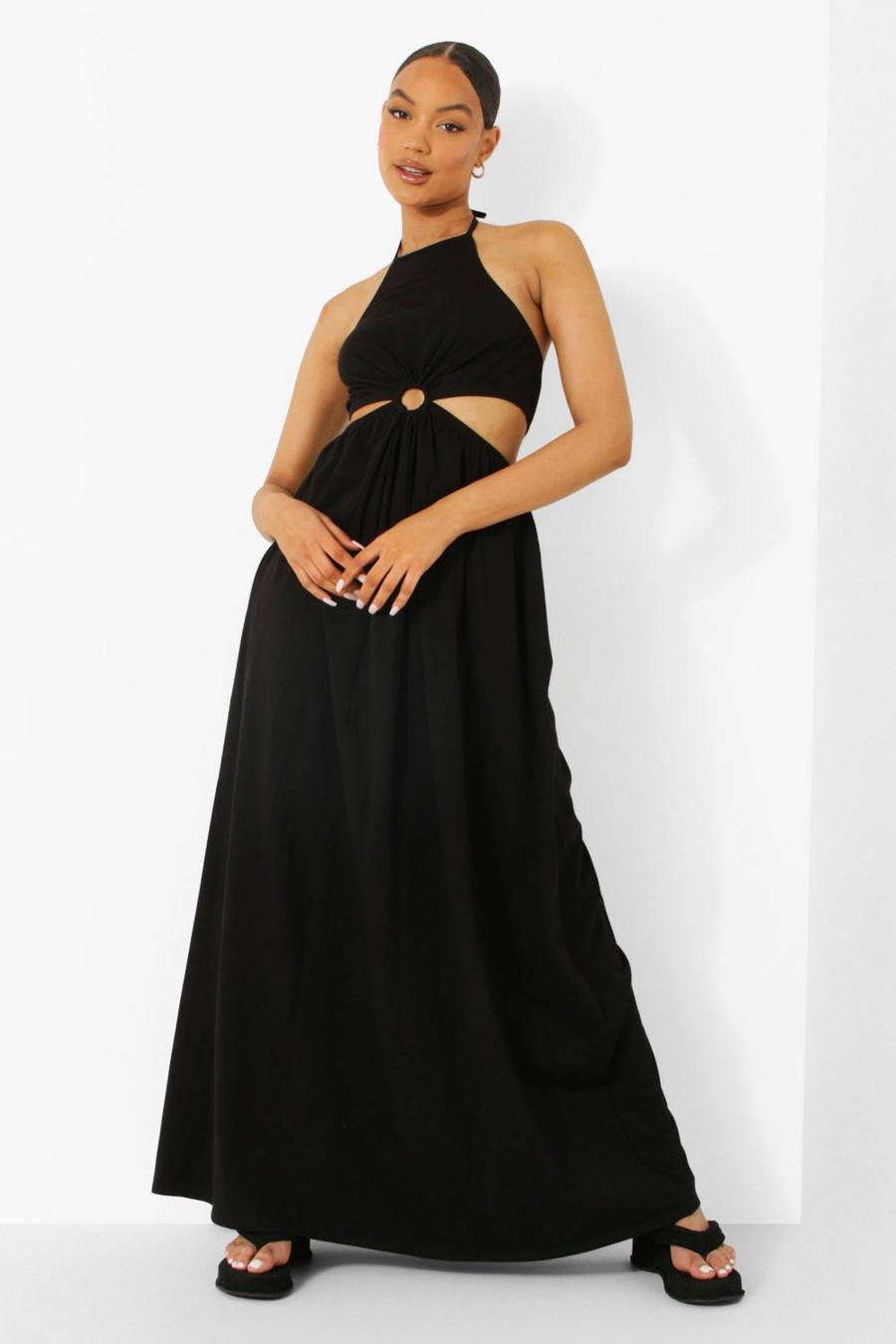 Black D-ring Cut Out Maxi Dress image number 1