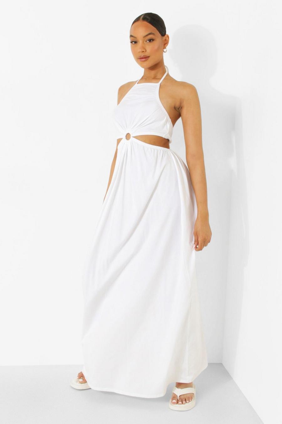 White D-ring Cut Out Maxi Dress image number 1