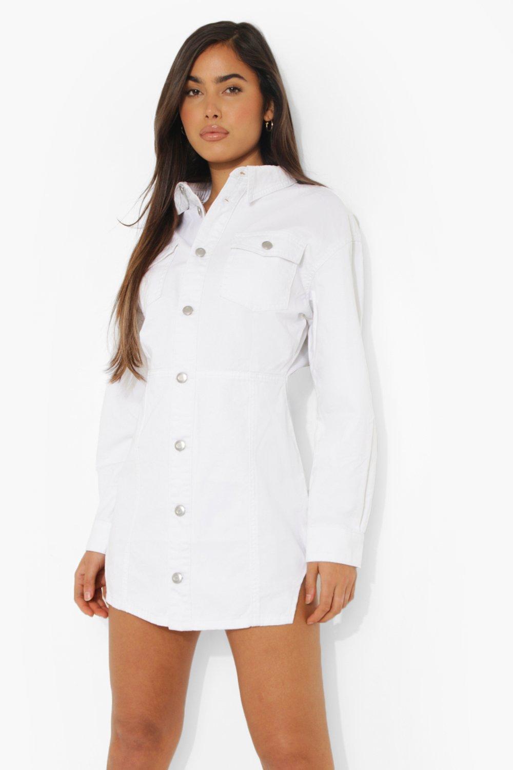 White Denim Shirt Dress | boohoo USA