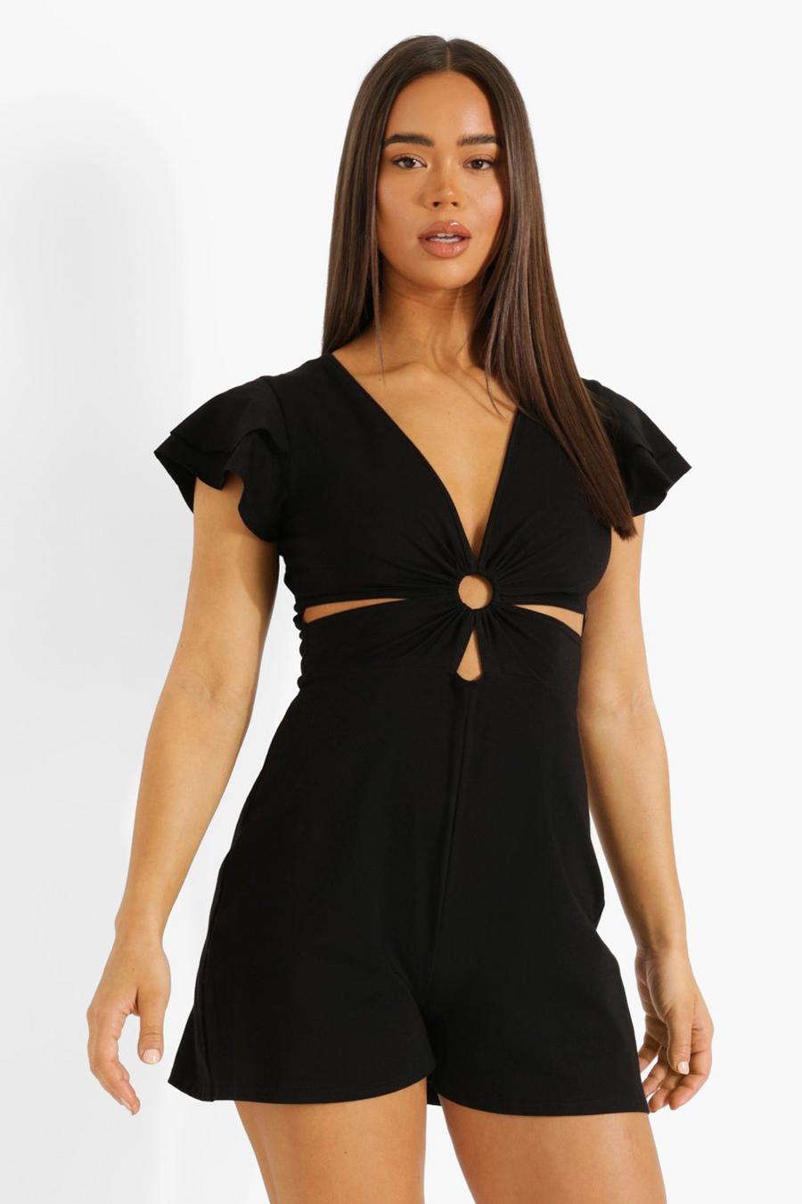 Black D-ring Cut Out Playsuits image number 1