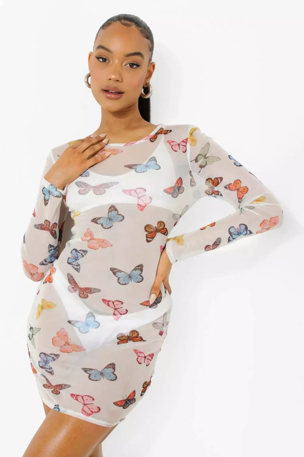 Long sleeve 2025 butterfly dress