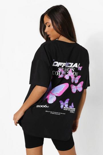 Butterfly Graphic T-Shirt And Biker Short Set black