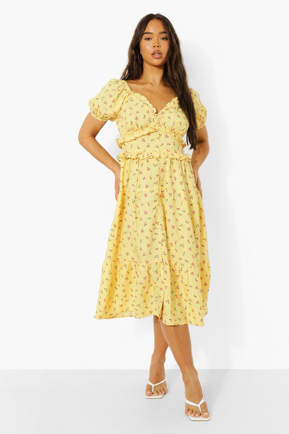 Yellow ditsy print store dress