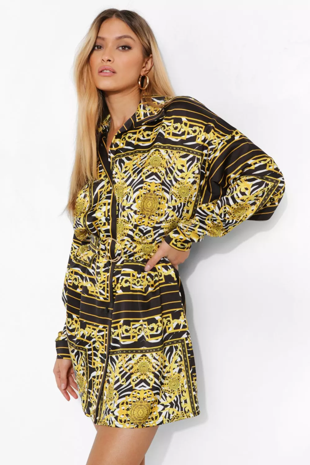 Scarf print hot sale shirt dress