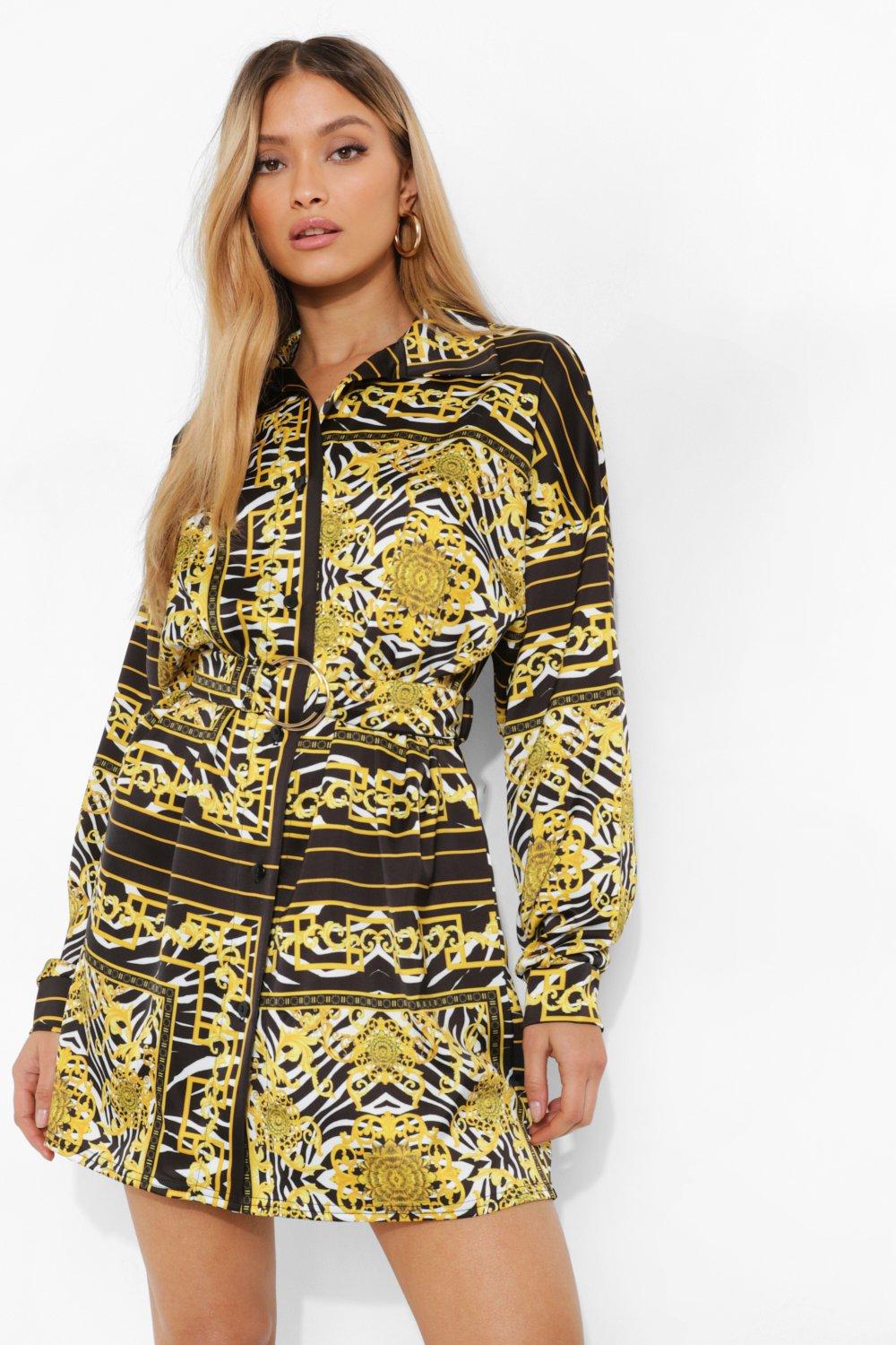 Boohoo scarf hot sale print dress