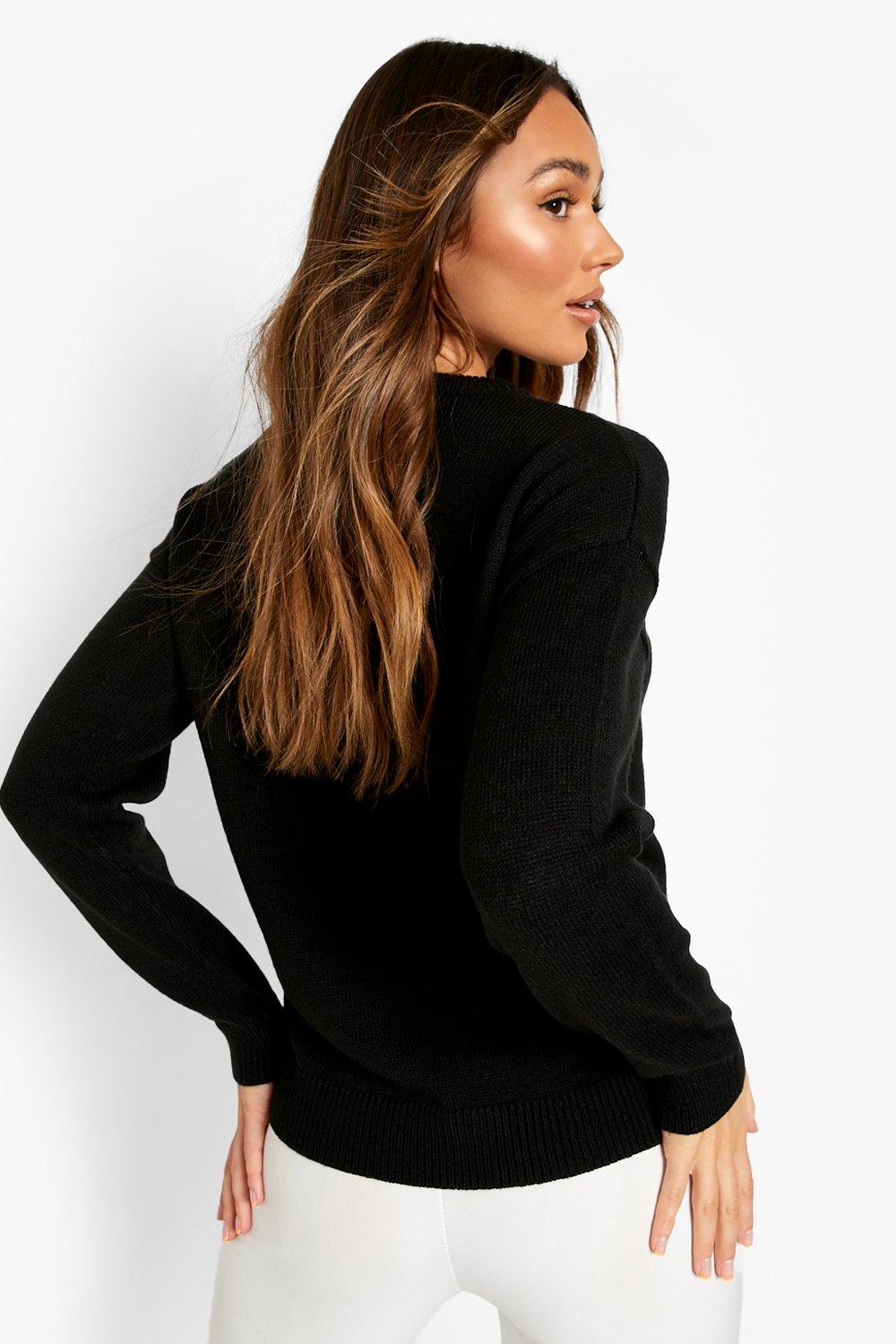 Pom Pom Sequin Robin Christmas Sweater boohoo USA
