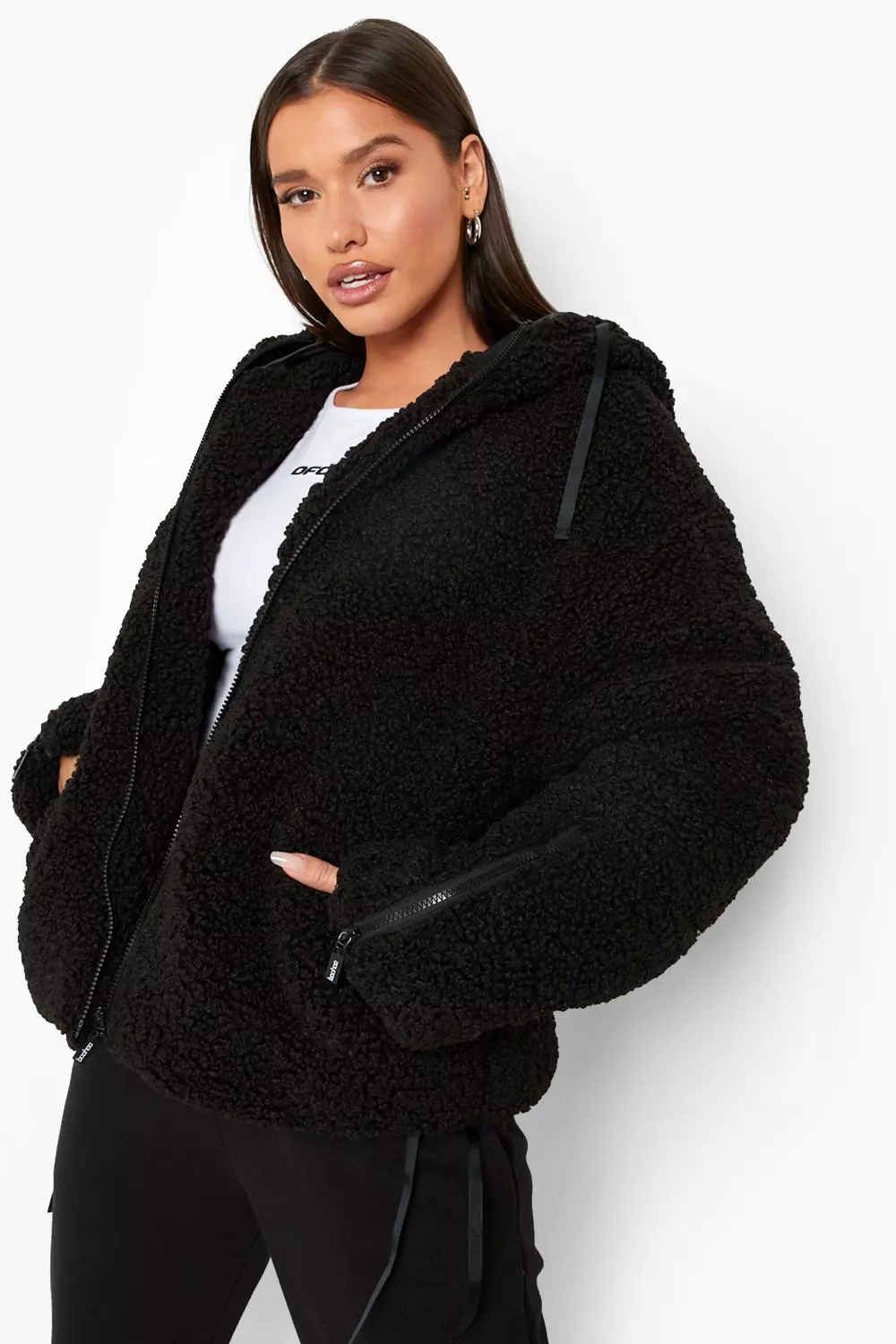 Womens teddy hot sale hooded jacket