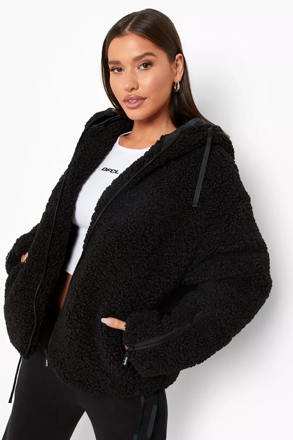 Teddy Faux Fur Hooded Jacket