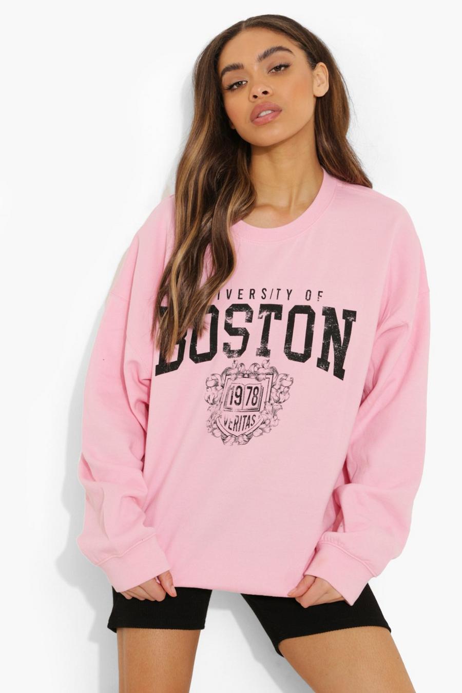 Jersey súper oversize con estampado de Boston, Baby pink image number 1