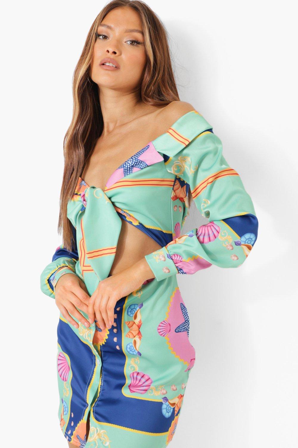 Boohoo scarf hot sale print dress