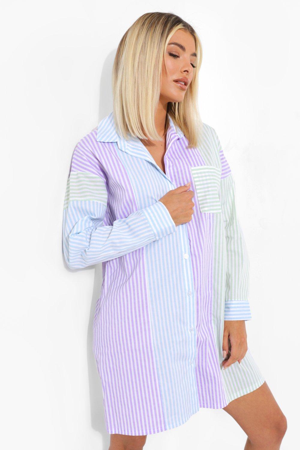 pastel stripe shirt dress