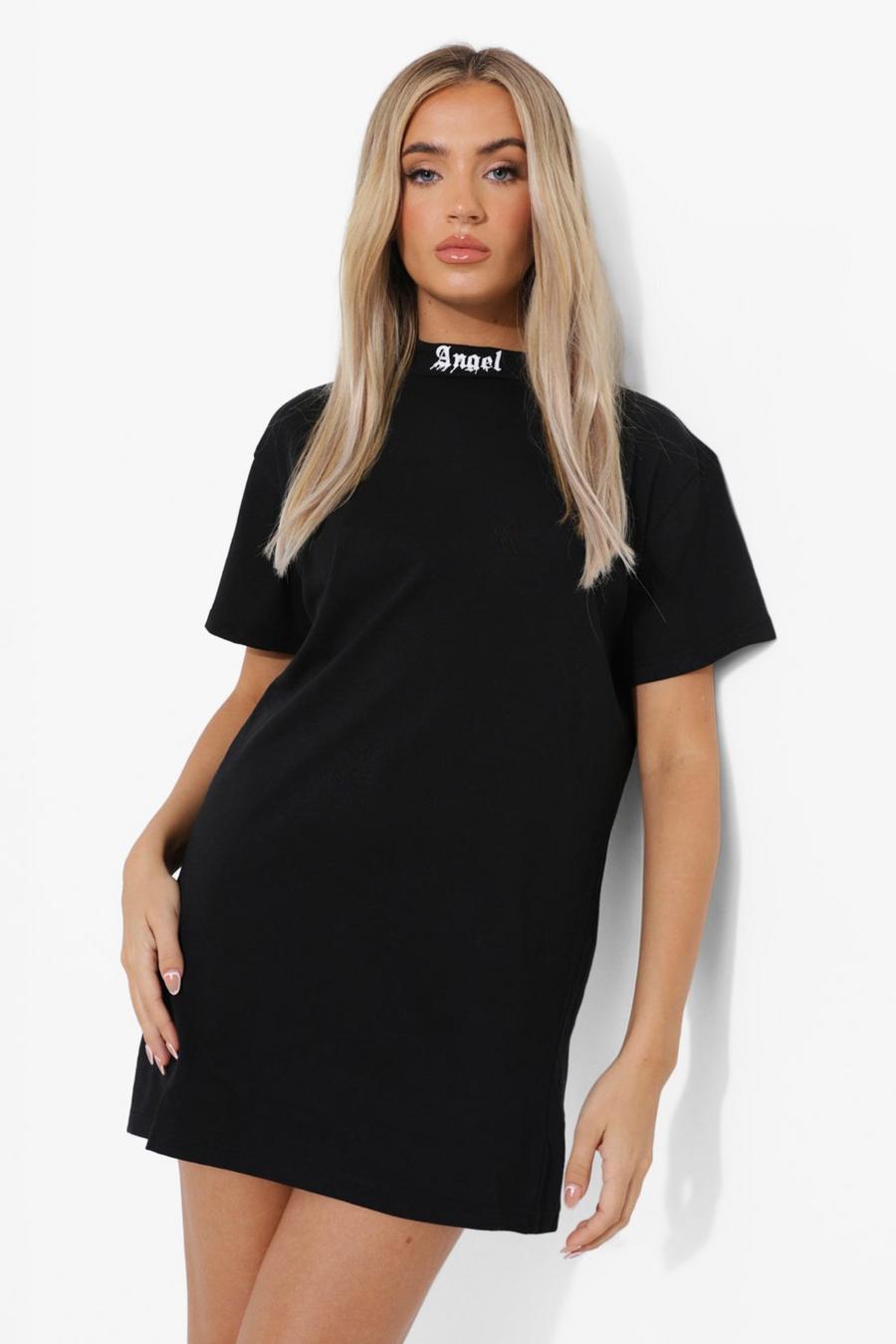 T-Shirt-Kleid mit Engel-Print, Black image number 1