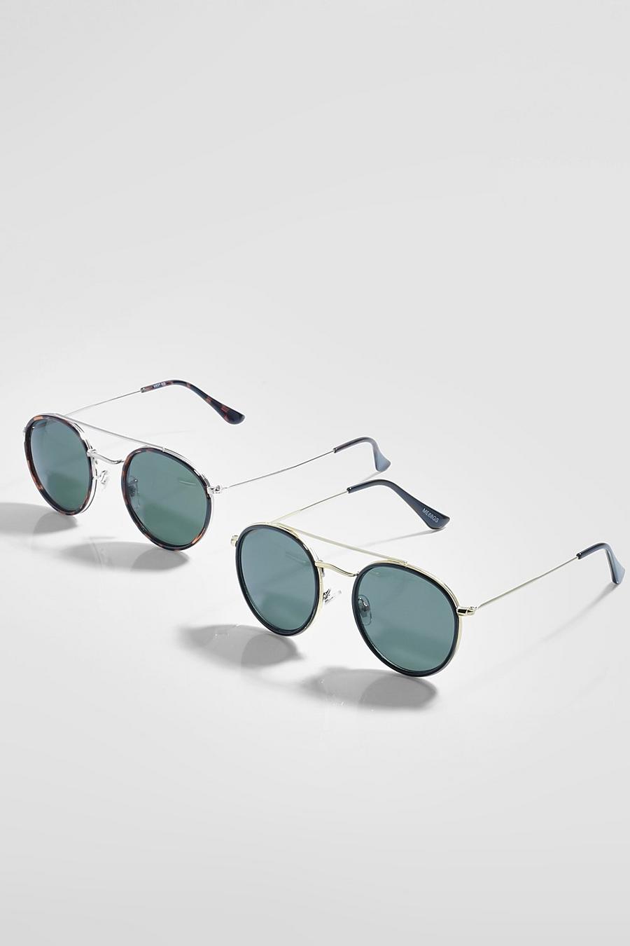 מולטי מארז זוגי משקפי שמש עגולים בסגנון טייסים image number 1