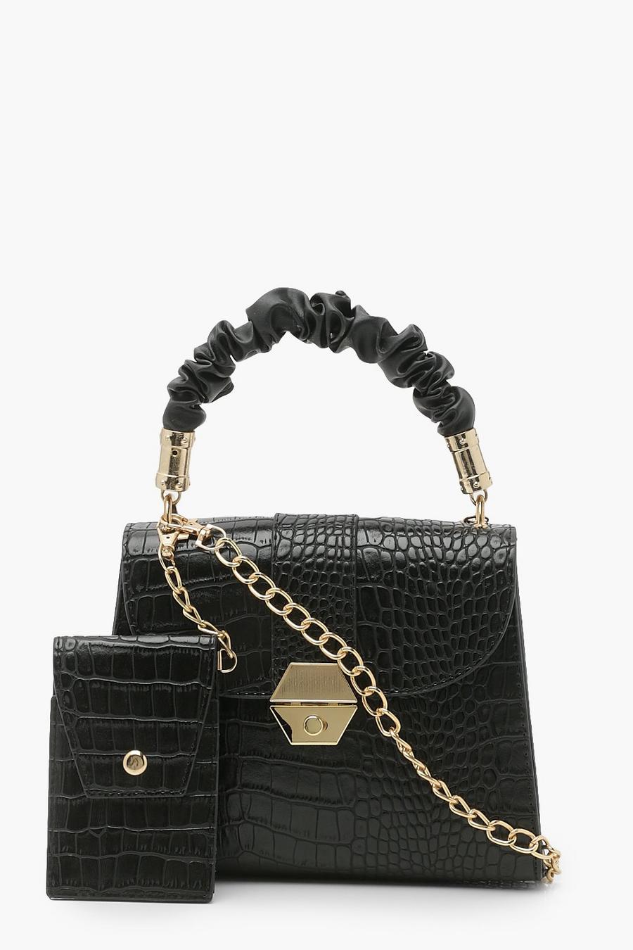 Black svart Cross Body Grab Bag With Coin Purse image number 1