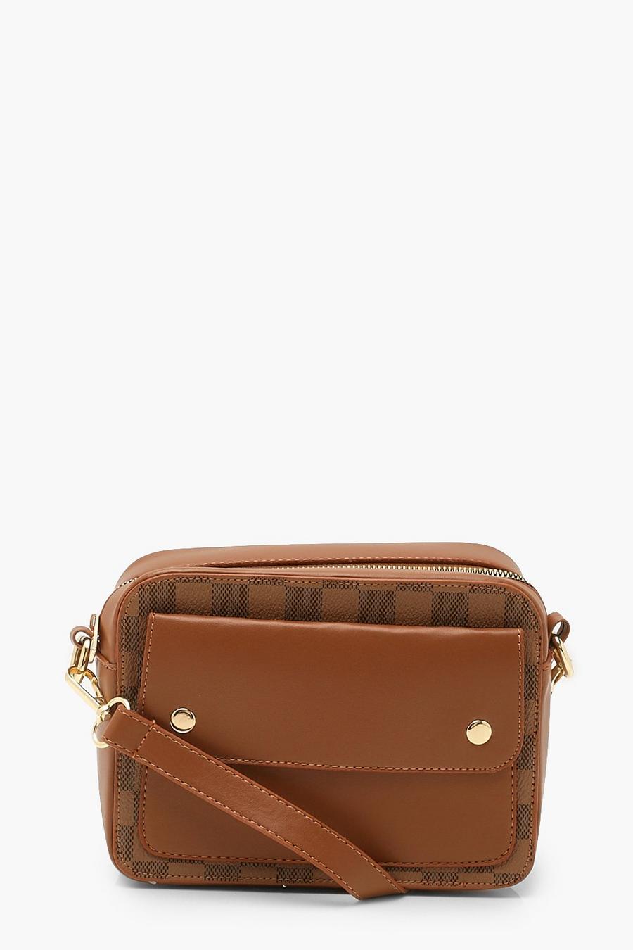 Brown All Over Check Cross Body Bag image number 1