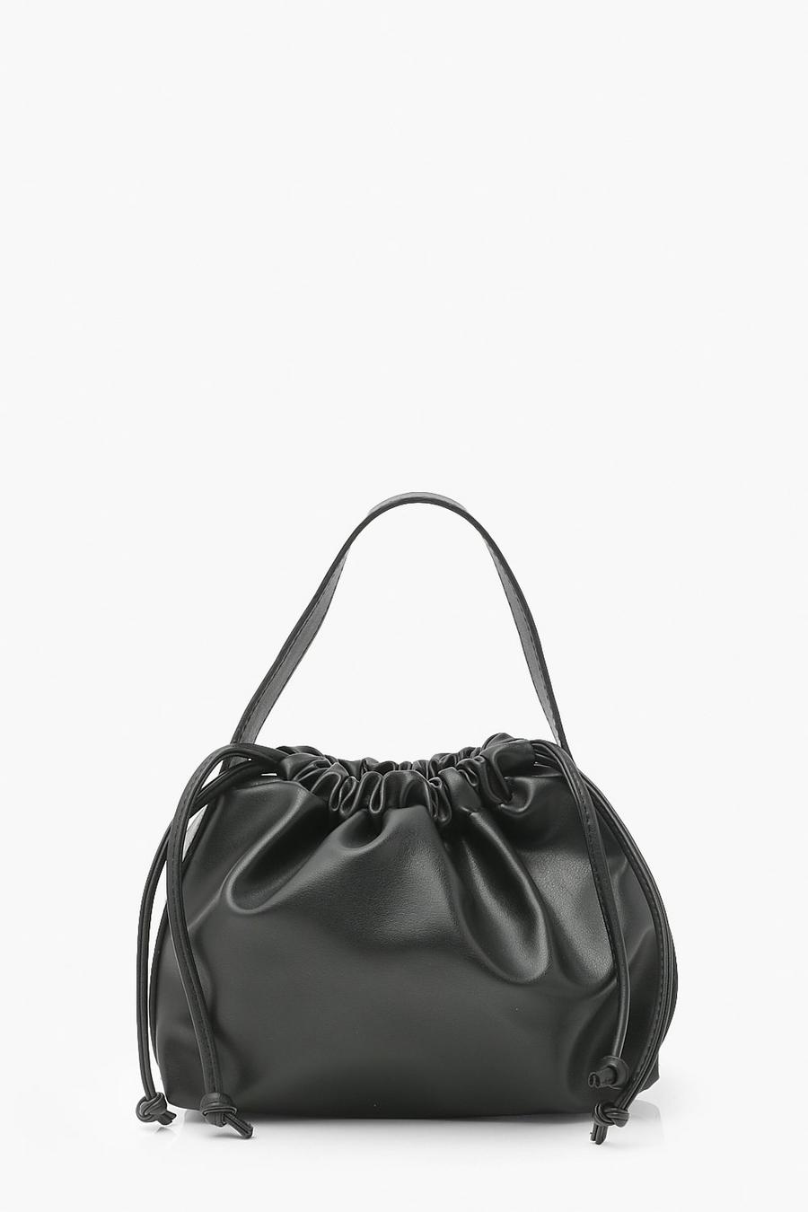 Black Ruched Top Handle Grab Bag image number 1