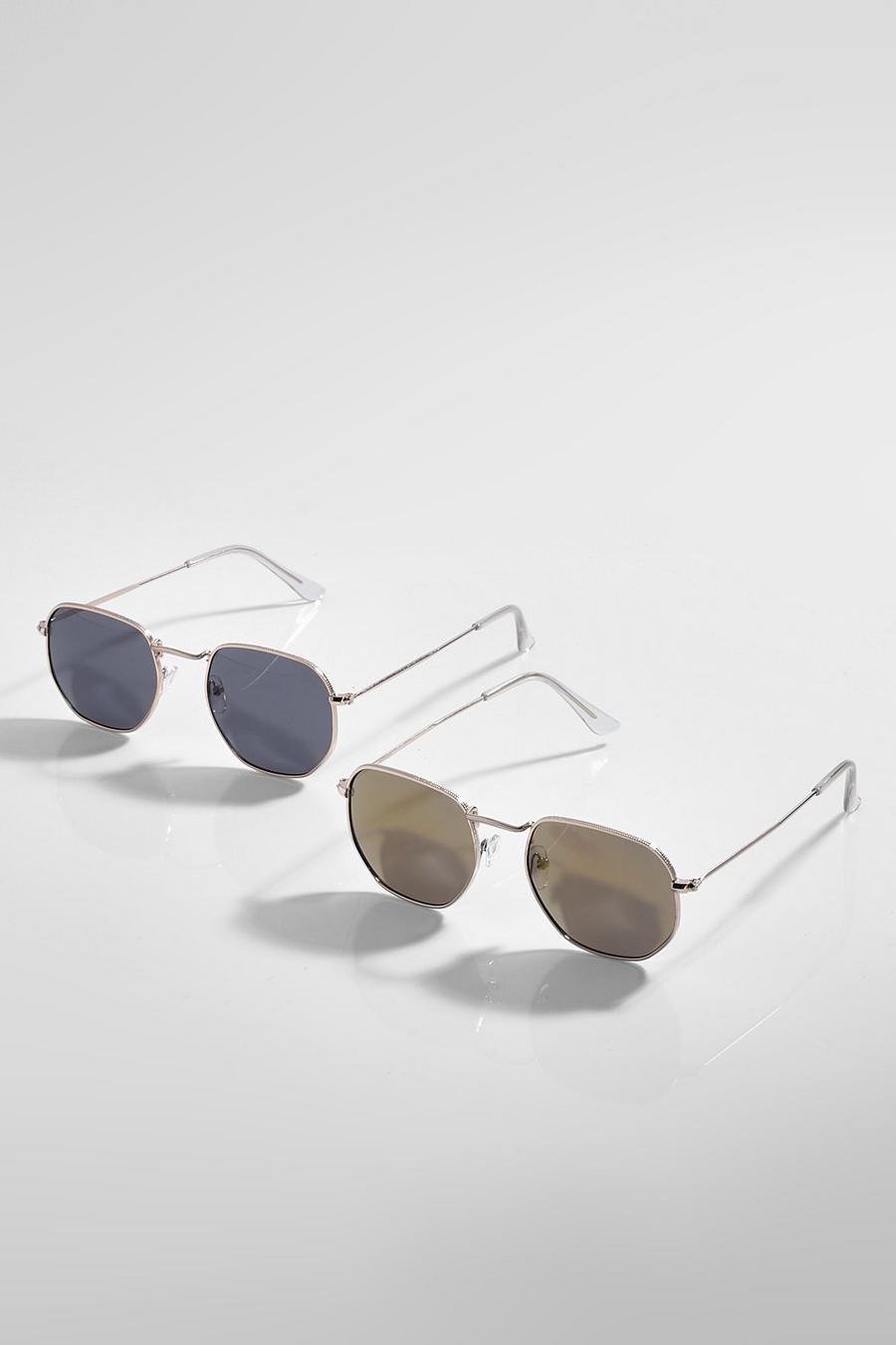 Multi Mirrored Lens Metal Frame Sunglasses 2 Pack image number 1