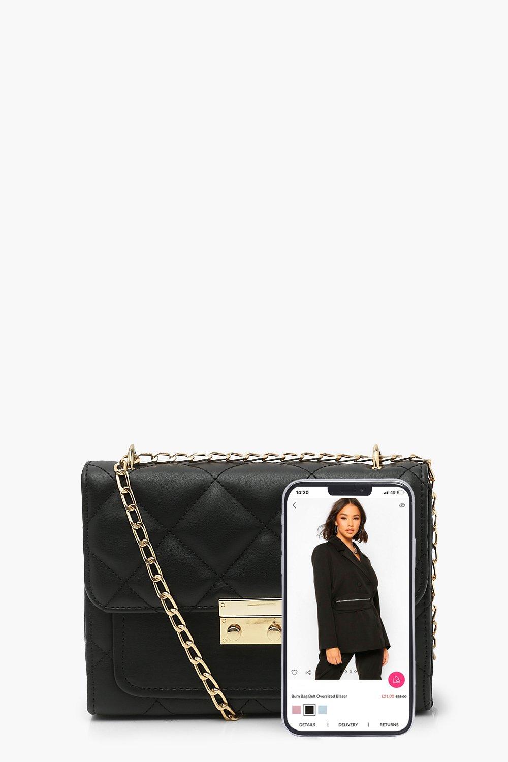 Quilted Faux Leather Cross Body Chain Bag