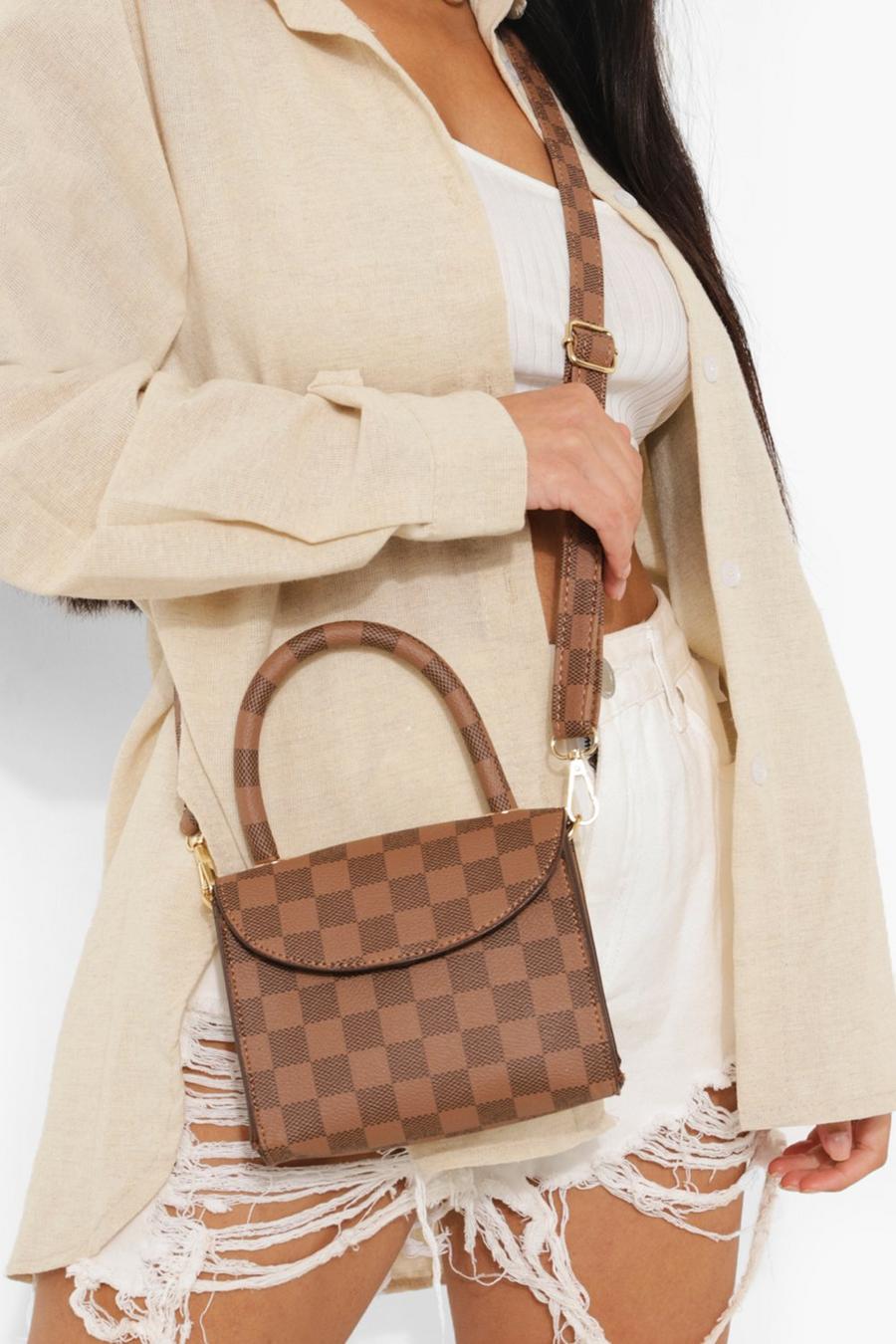 Brown All Over Check Cross Body Grab Bag image number 1