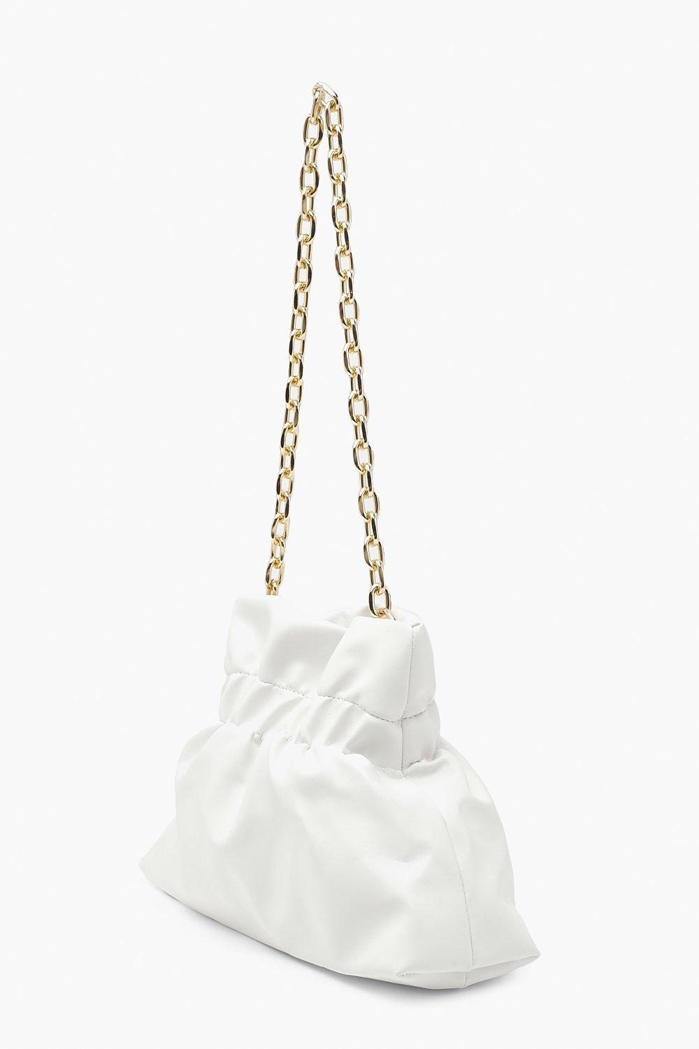 Ruched Chain Handle Shoulder Bag Boohoo UK