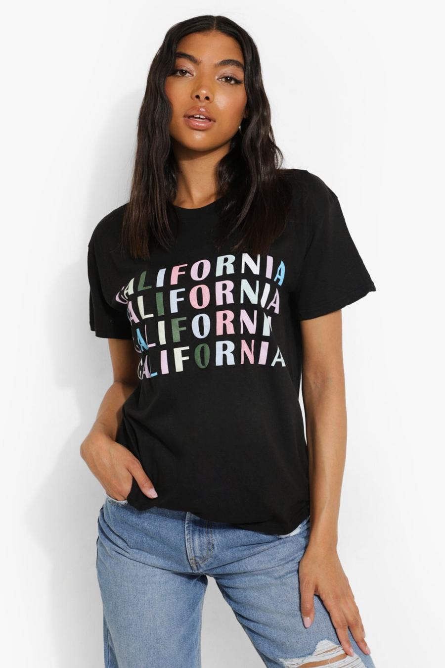 שחור חולצה אוברסייז עם כיתוב California לנשים גבוהות  image number 1