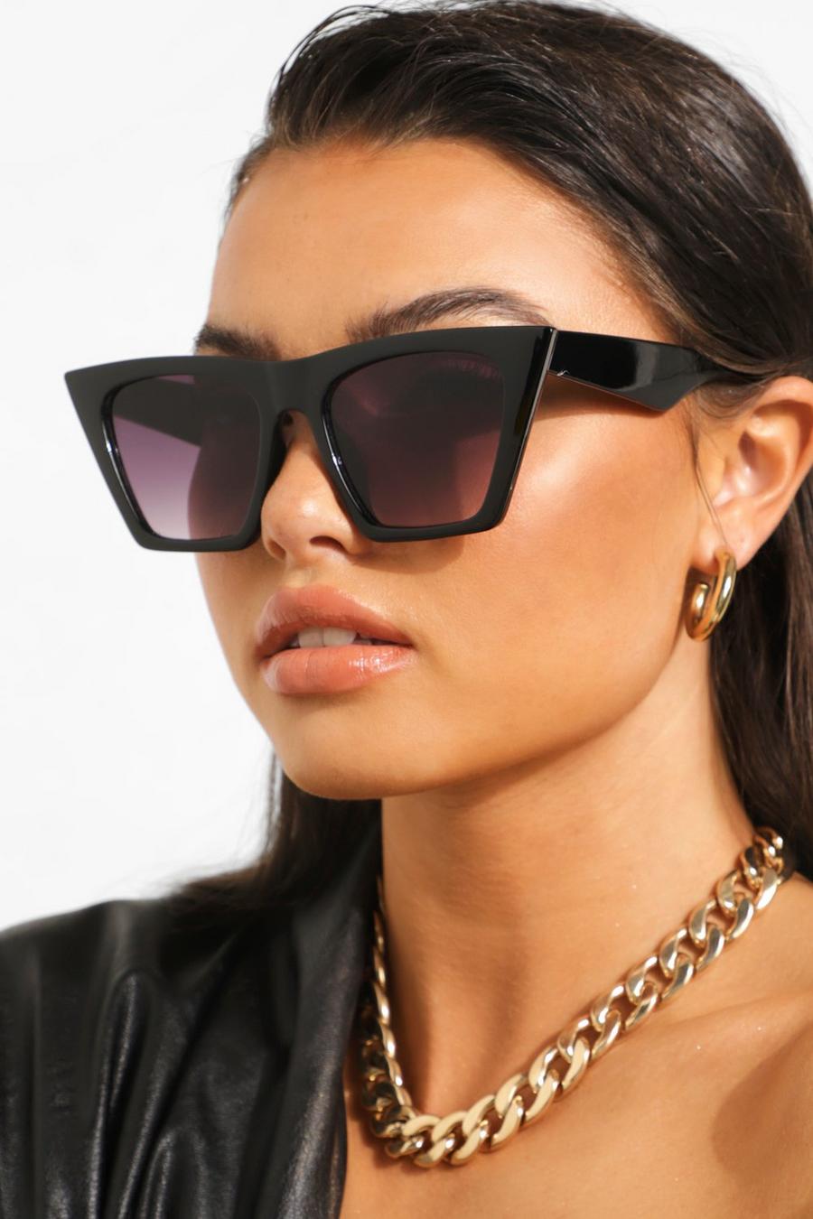 Gafas de sol de ojos de gato con lentes tintadas, Black image number 1