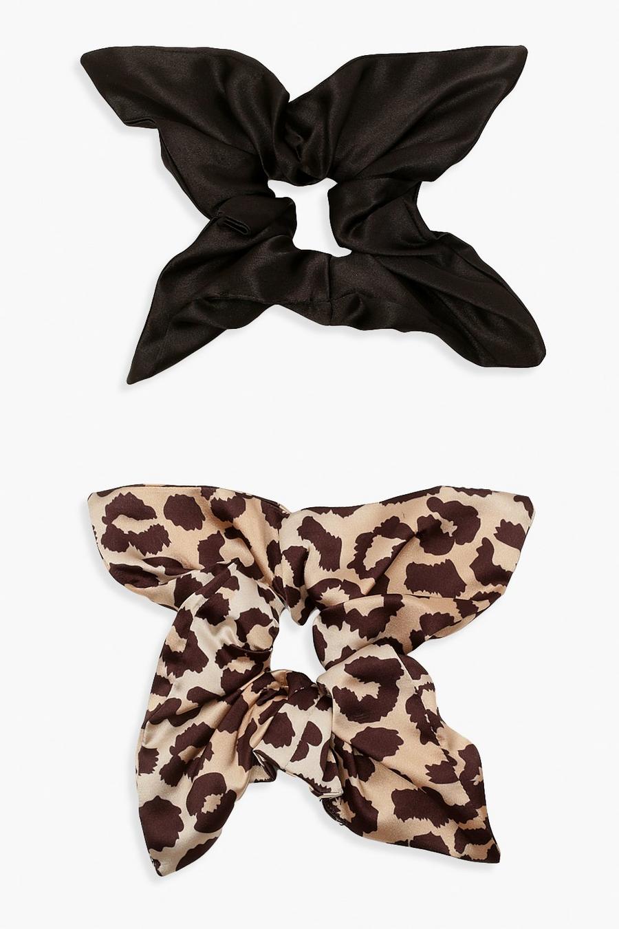Leopard Print Square 2 Pack Scrunchies image number 1