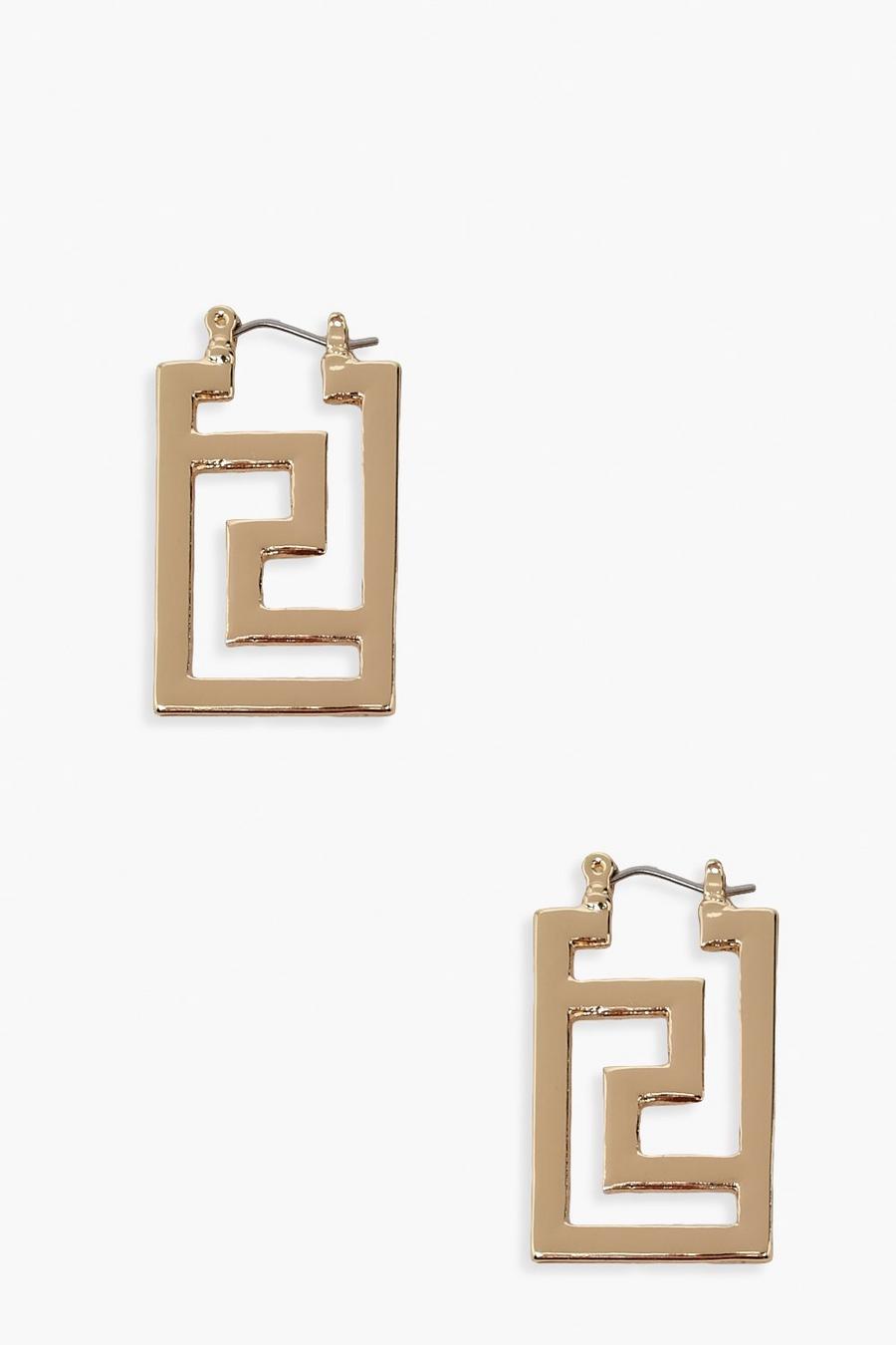 Gold Swirl Pattern Square Earrings image number 1