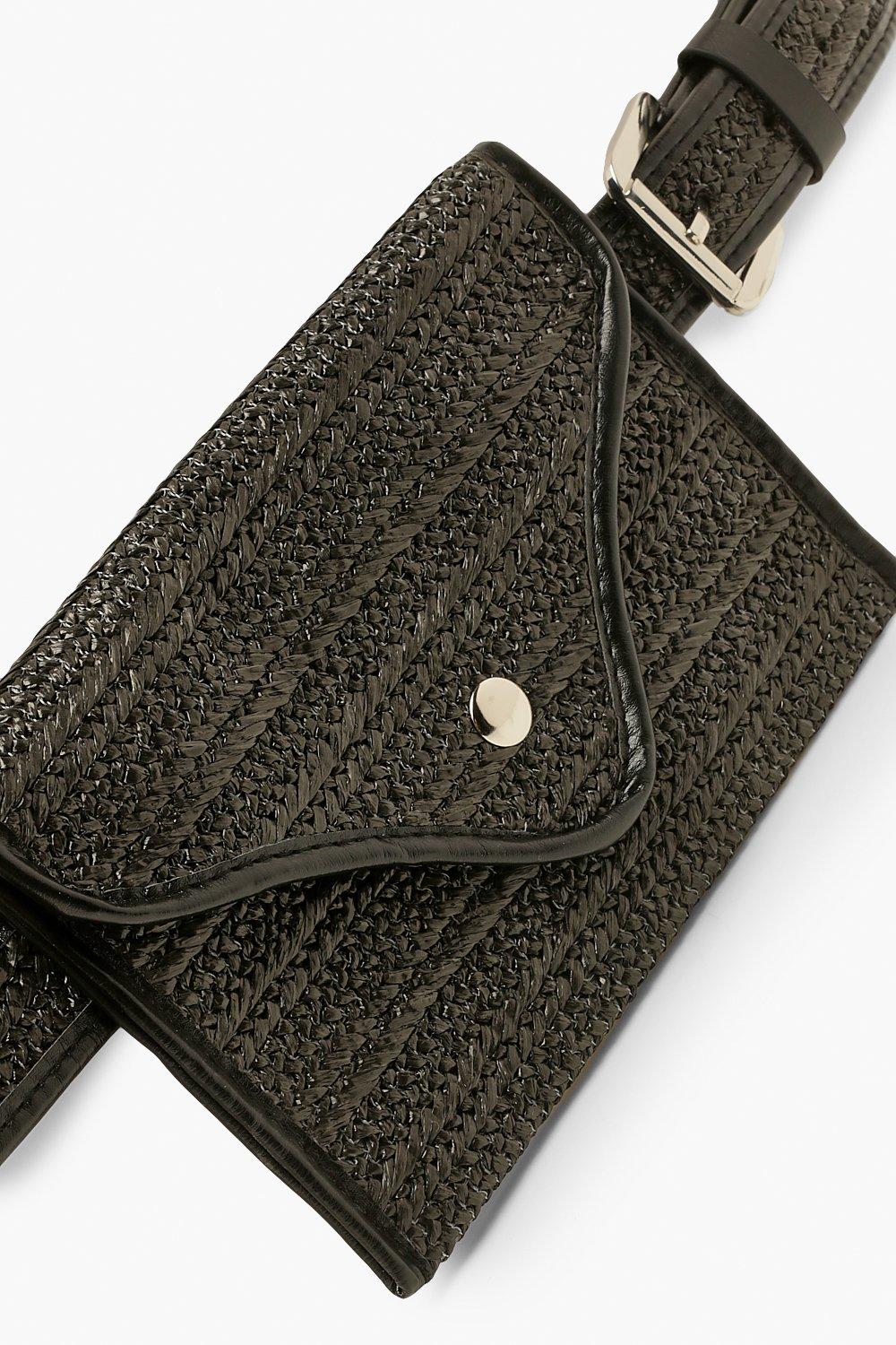 Raffia Pouch Detail Belt Bag
