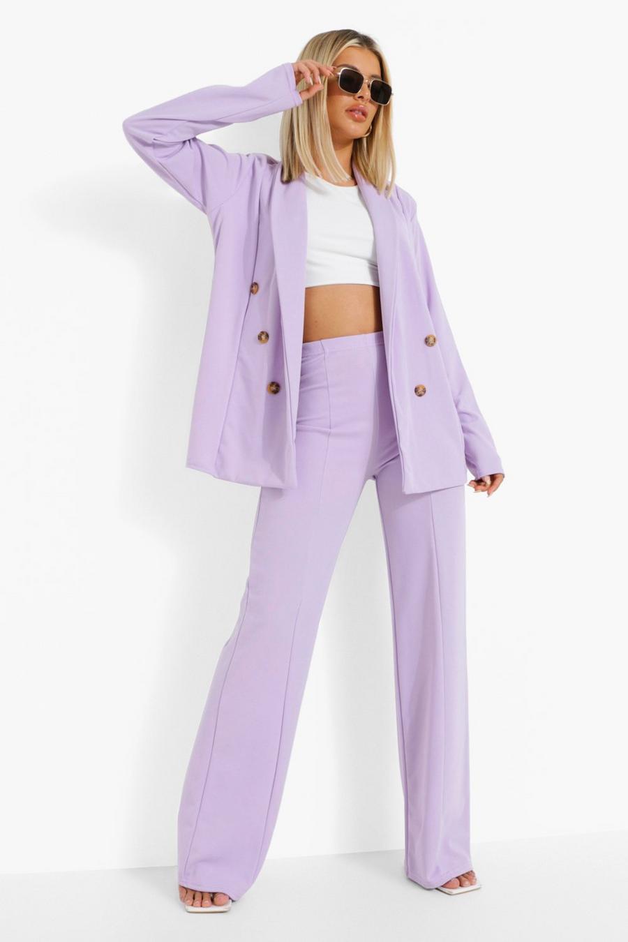 Lilac Button Front Blazer & Seam Front Trouser Set image number 1