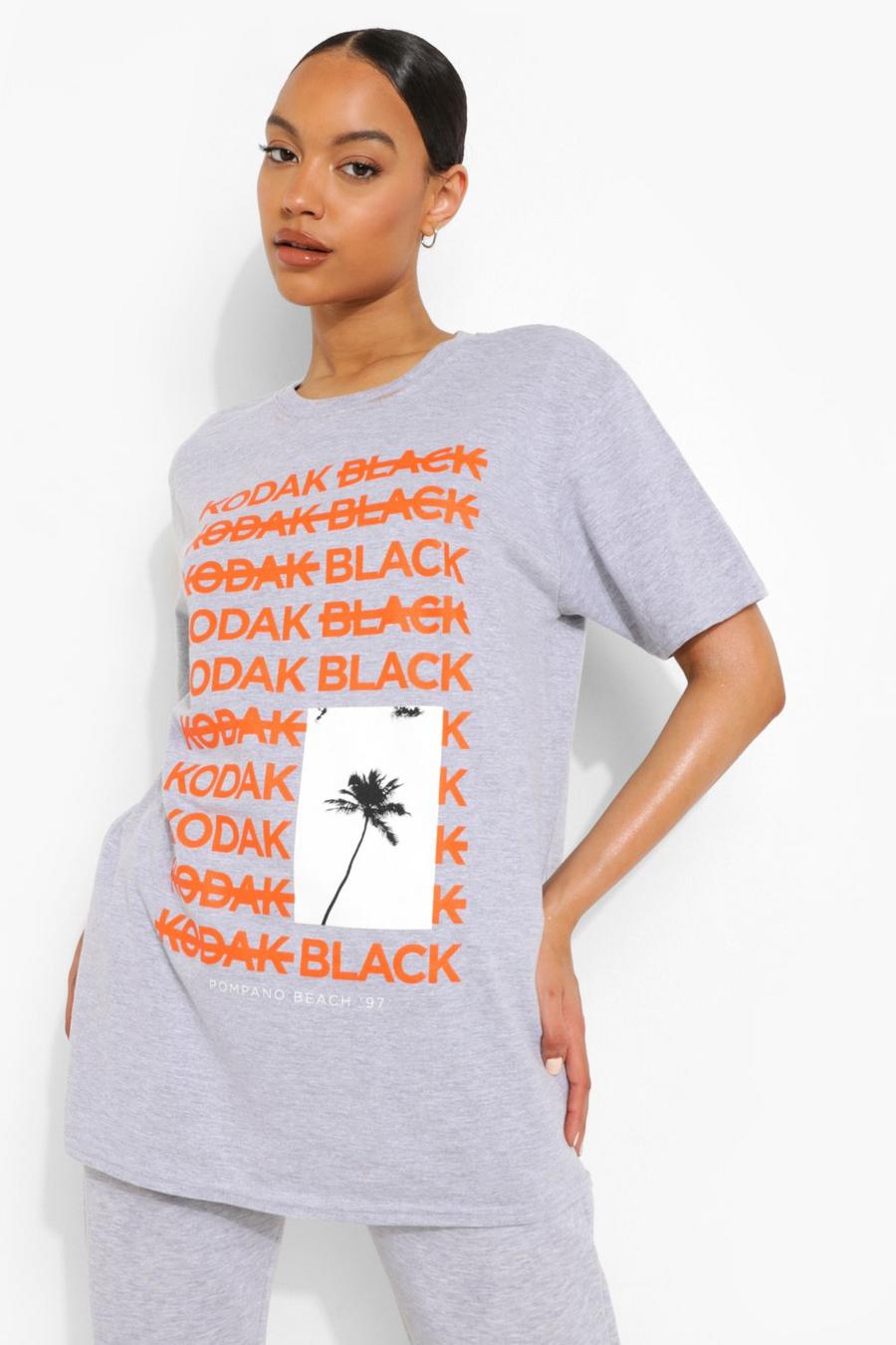 T-shirt oversize con stampa ufficiale Kodak Black, Grigio mélange image number 1