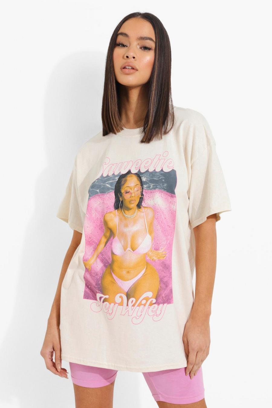 Stone Saweetie License Print Oversized T-shirt image number 1
