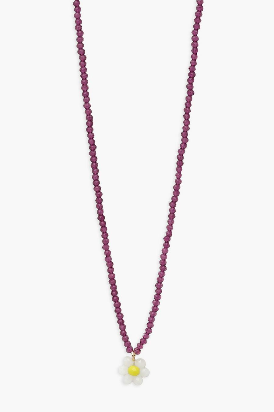 Perlenkette mit Blume, Lilac image number 1
