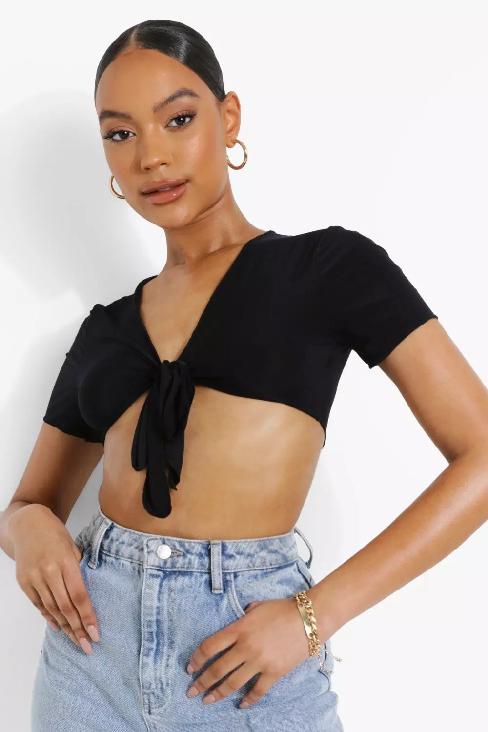 Black Wrap Crop Top alternative image