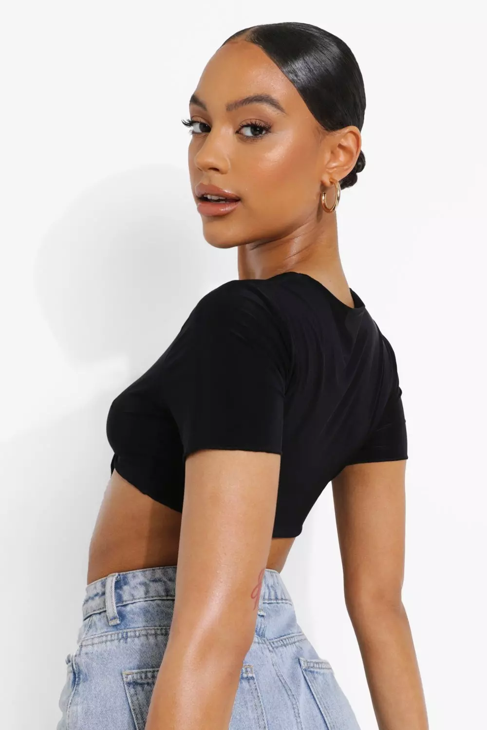 Black Wrap Crop Top alternative image