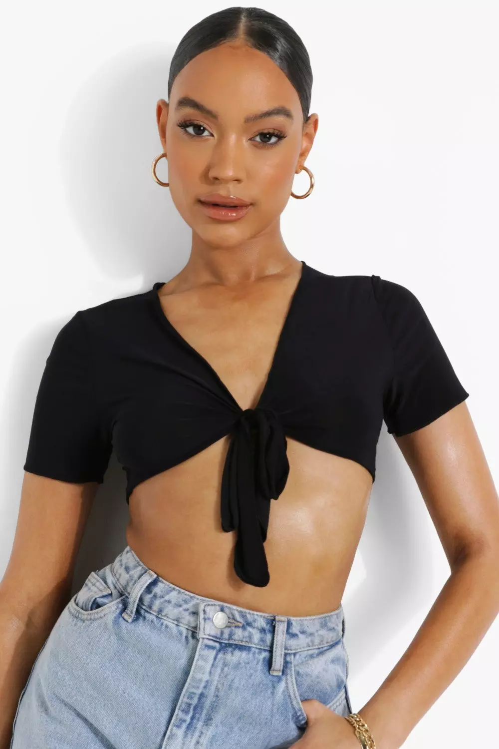 Black Wrap Crop Top alternative image