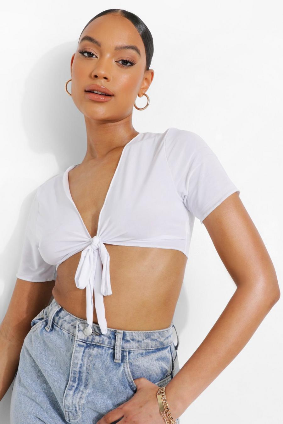 White Wrap Crop Top image number 1