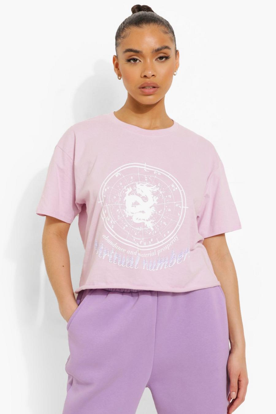 Lilac Kort t-shirt med tryck image number 1