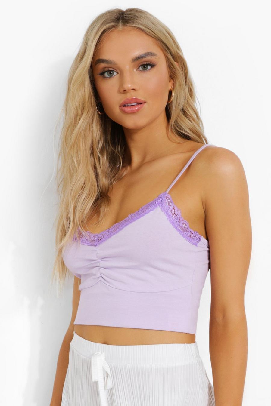 Buy Cotton On Zena V Neck Lace Trim Cami Top in Soft Lilac 2024 Online