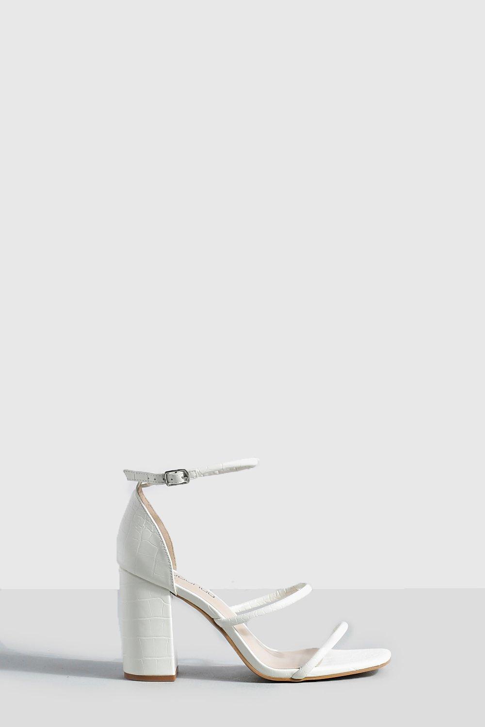 white wide fit block heels