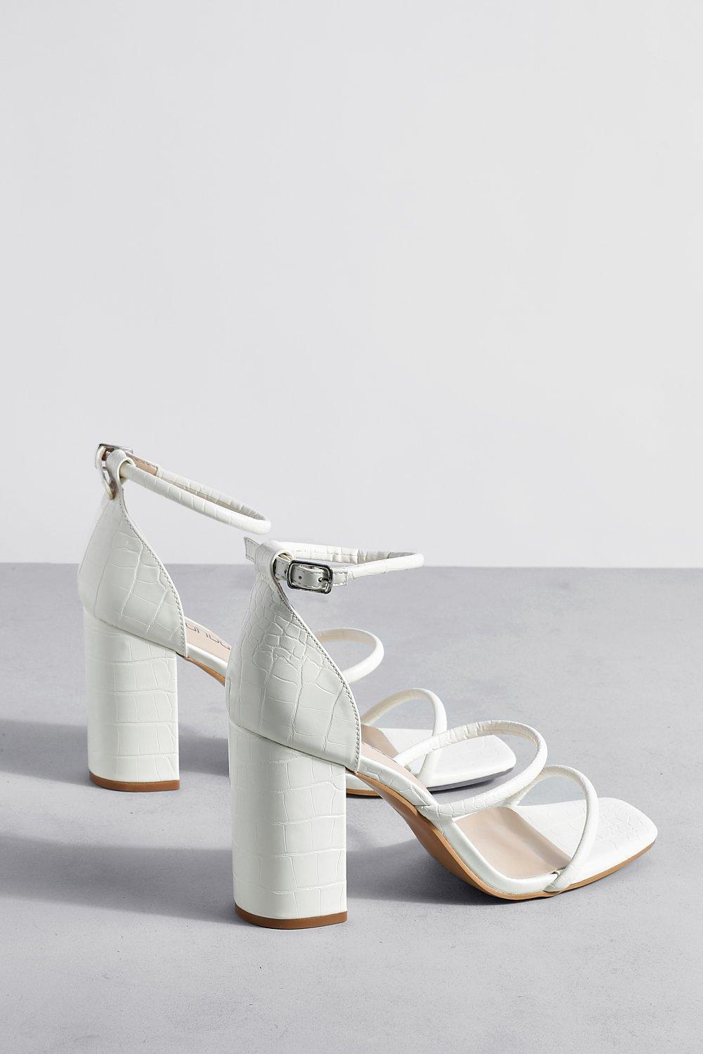 Sandale a talon carré blanche sales