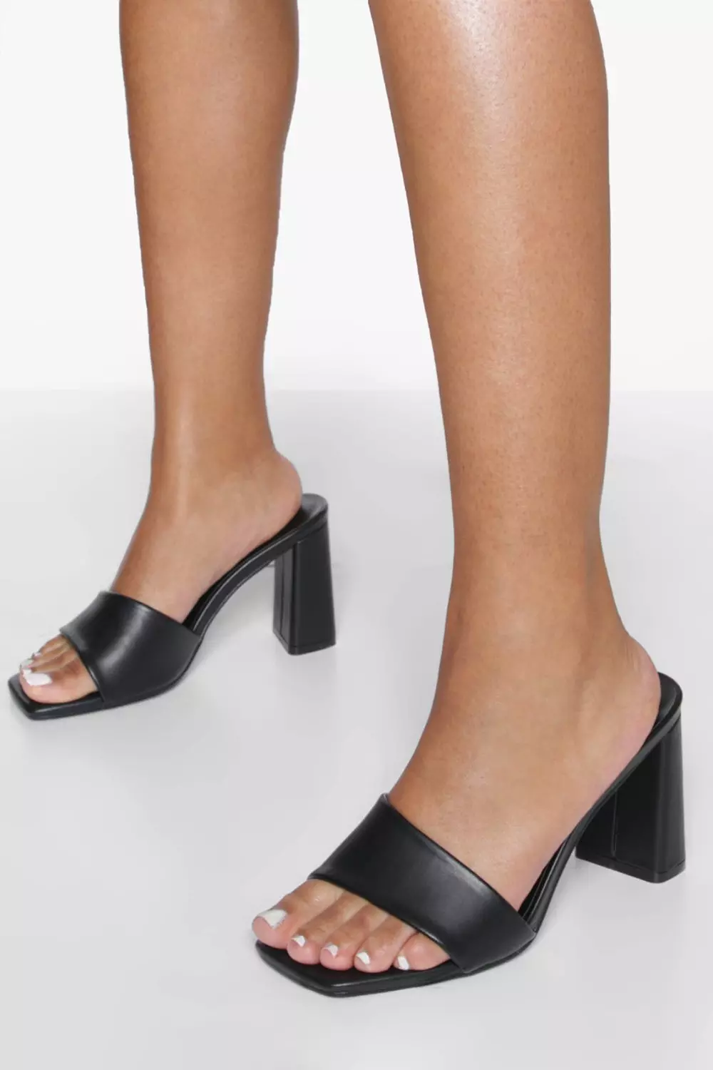 Wide fit black store mules