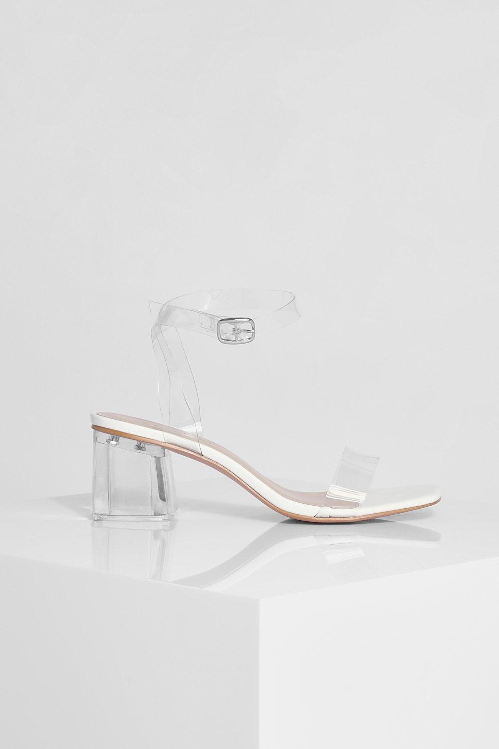 Boohoo barely there block outlet heel sandals in clear