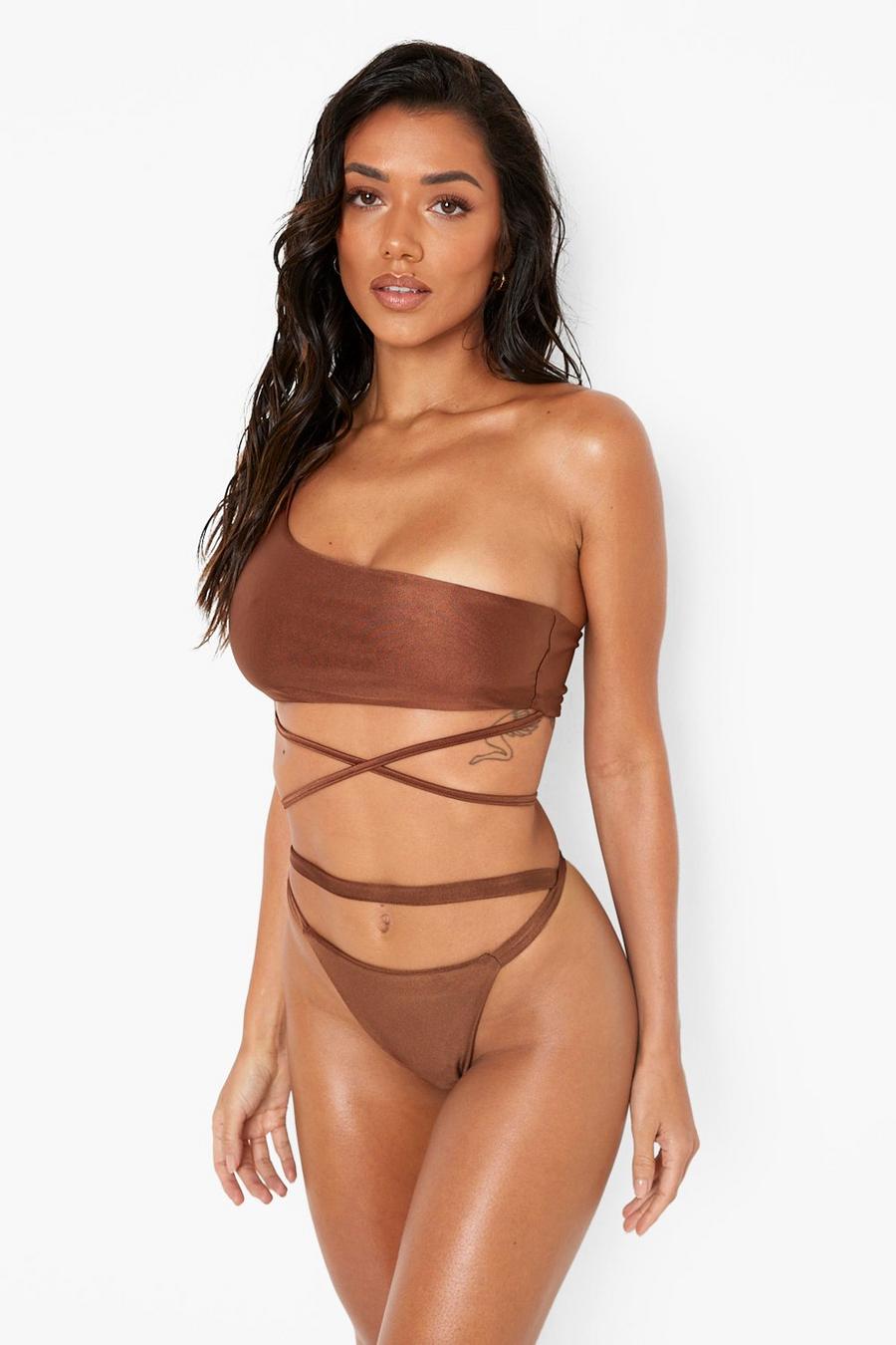Chocolate Cut Out Thong Bikini Brief image number 1