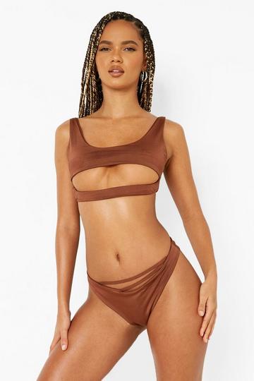 Cut Out High Leg Bikini Brief chocolate