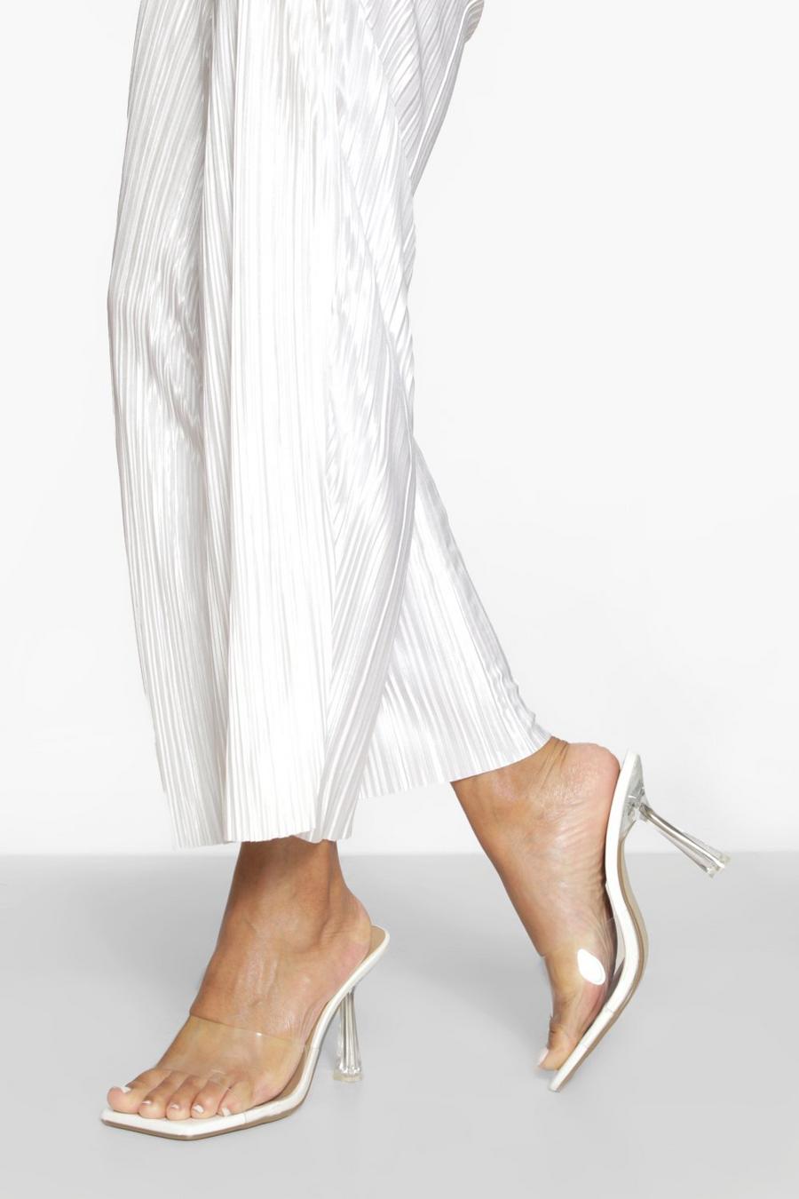 White Clear Heel Detail Mules image number 1