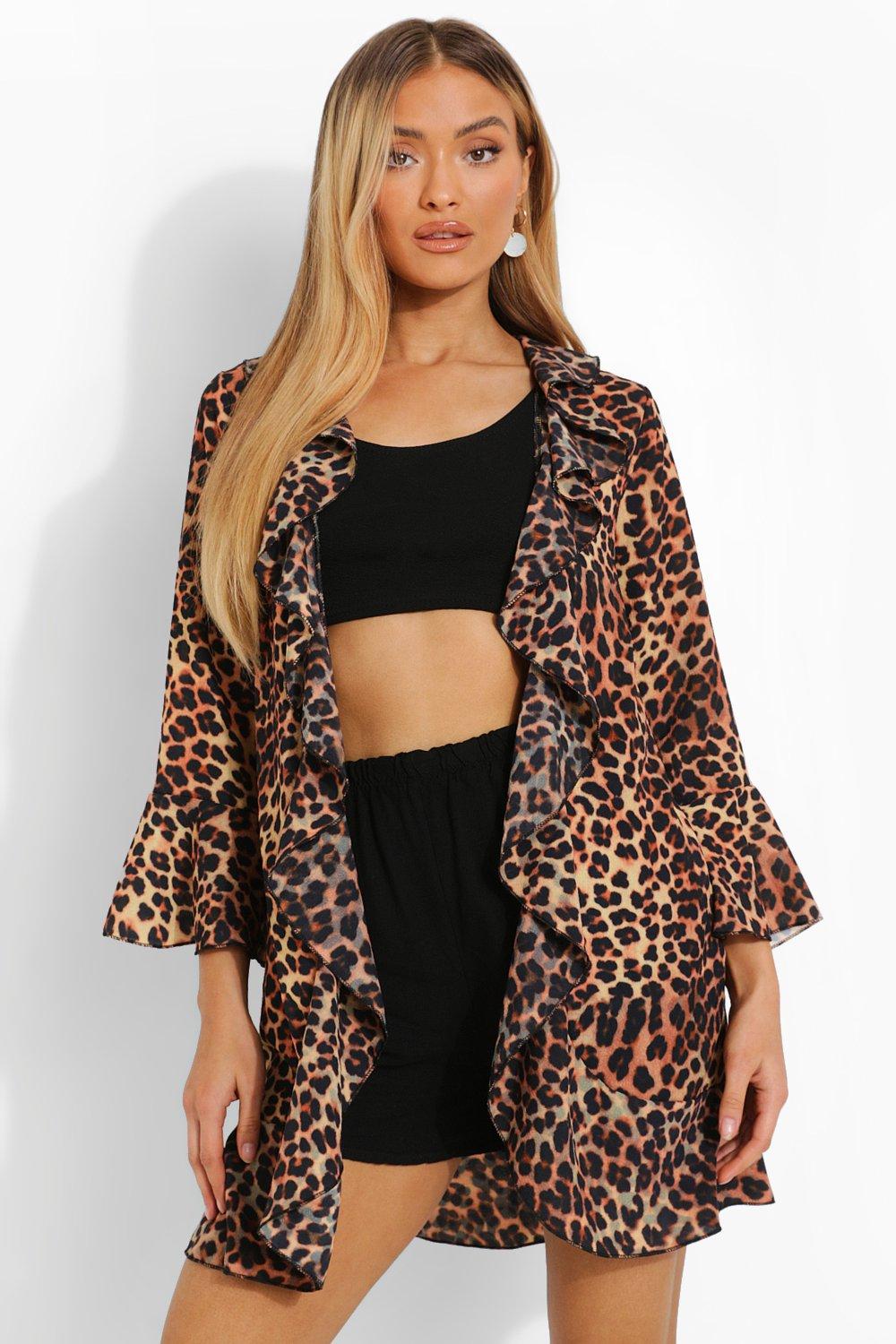 Leopard print waterfall jacket sale