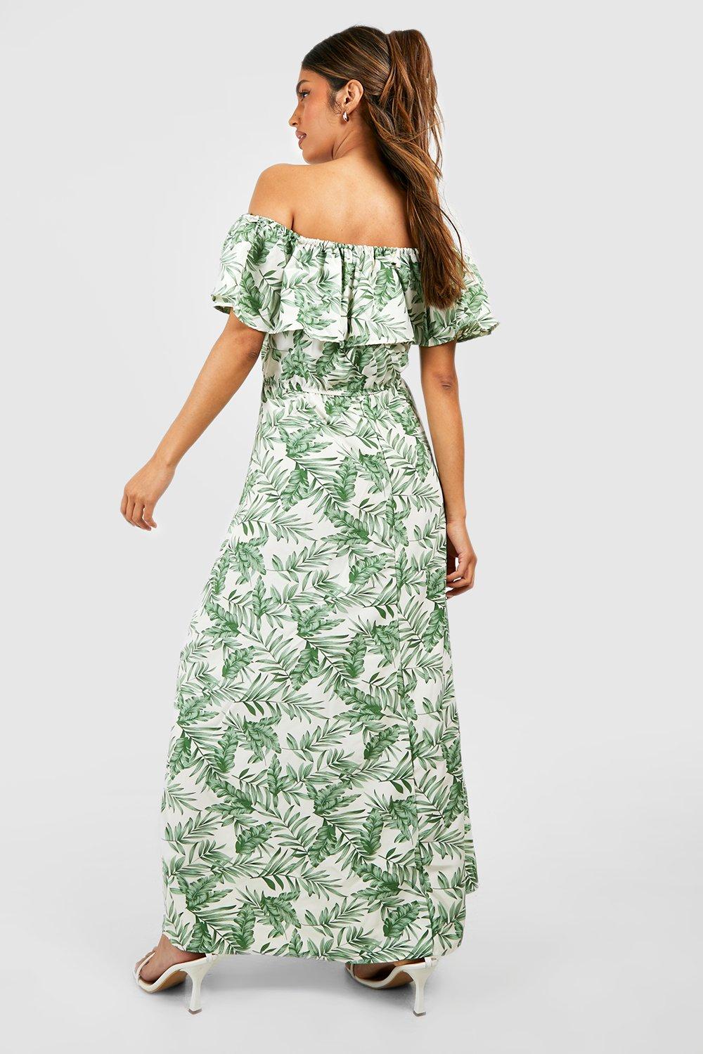 Boohoo leaf hot sale print dress