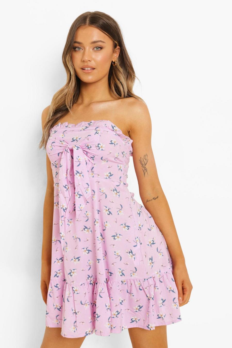 Lilac Blommig klänning med volanger image number 1
